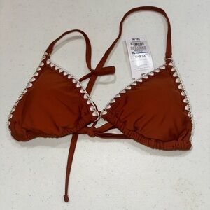 Shade & Shore Brown Bikini Top with White Trim
